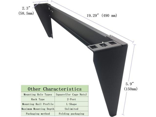 JINGCHENGMEI 1U 19' Vertical Wall Mount Rack- Heavy Duty Wall Mount Patch Panel Bracket for Data and Network Equipment,Supports 125lbs (1U150)