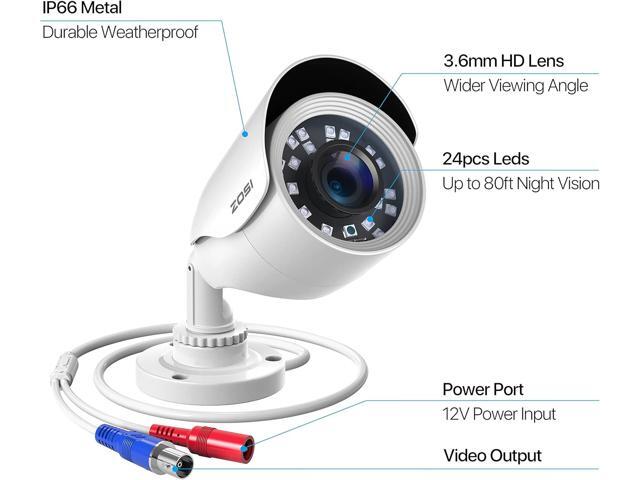 ZOSI 4 Pack HD-TVI 1920TVL 1080p Home Security Camera Outdoor Indoor, Weatherproof Surveillance CCTV Bullet Camera with 80ft Long Night Vision and...
