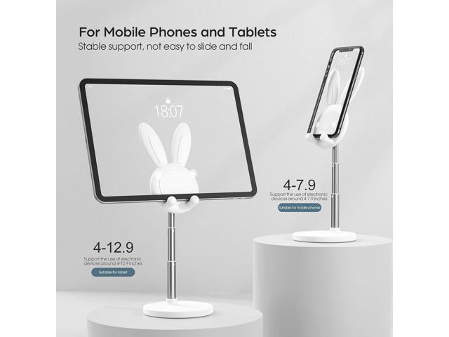 OATSBASF Cute Cell Phone Stand, Adjustable Bunny Phone Stand for Desk, Thick Case Friendly Holder Compatible with iPhone, Kindle, iPad, Switch, All...