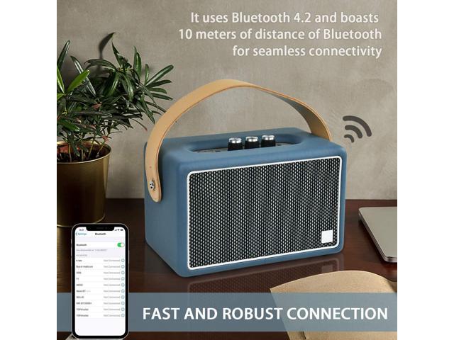 Vintage Bluetooth Speakers, KONEX 40W Leather Portable Wireless Speaker, Bluetooth 4.2 Heavy Bass Music Player, 20H Long Playtime, Mid Century...
