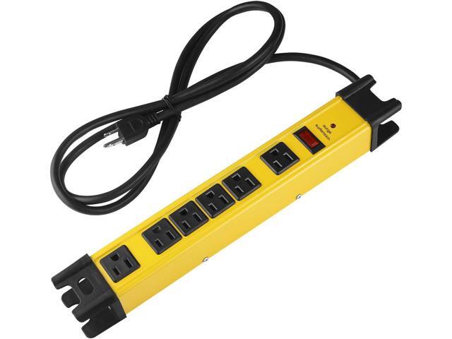 CCCEI Heavy Duty Power Strip Surge Protector with 15A, 6 Plug Industrial Shop Workshop Garden Metal Multiple Outlets, 6FT Extension Cord 1200...