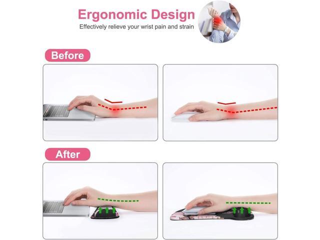 MOSISO Wrist Rest Support for Mouse Pad & Keyboard Set, Peony Ergonomic Mousepad Non-Slip Base Home/Office Pain Relief & Easy Typing Cushion with...