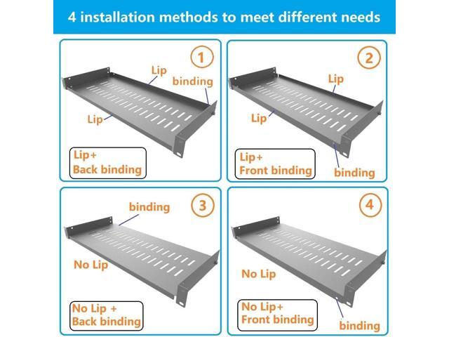 Jingchengmei 2 Pack of 1U Disassembled Vented Cantilever Server Rack Mount Shelf 8' (203mm) Deep for 19' Network Cabinet or Equipment Rack (8V2PC)