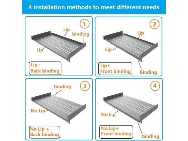 Jingchengmei 2 Pack of 1U Disassembled Vented Cantilever Server Rack Mount Shelf 10' (254mm) Deep for 19' Network Cabinet or Equipment Rack (10V2PC)