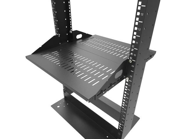 Jingchengmei 2U Cantilever Server Shelf Rack Mount-19 Inch 2 Piece Set Center Weighted for AV/Data Equipment Enclosure (2U2PC10V, Black)