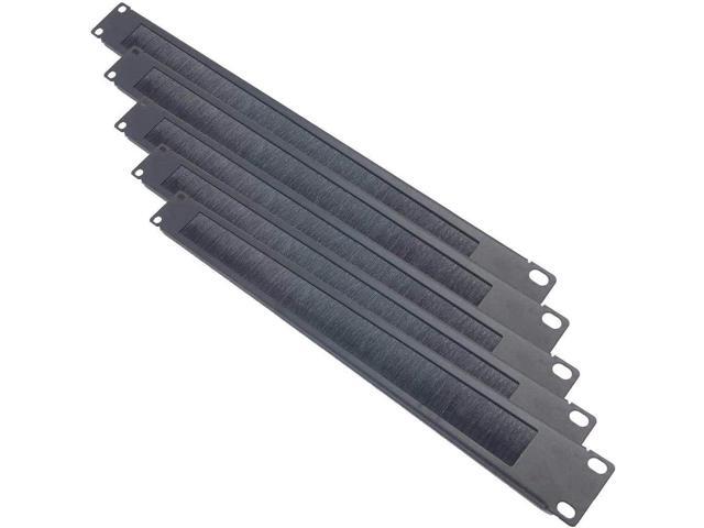 5 Pack 1U Brush Cable Manager Horizontal Rack Mount Cable Management Strip Panel for 19-inch Server Rack or Network Cabinet