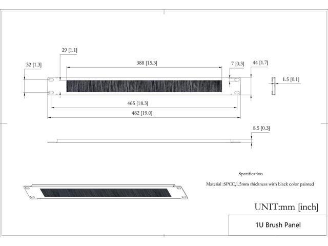 5 Pack 1U Brush Cable Manager Horizontal Rack Mount Cable Management Strip Panel for 19-inch Server Rack or Network Cabinet