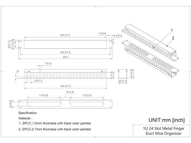 2 Pack 1U 19 Inch Cable Manager Horizontal Rack Mount 24 Slot Metal Finger Duct Wire Organizer with Cover and Mounting Screws for Server Rack,...