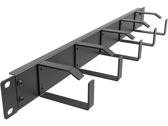 19-Inch 1U Metal Horizontal Rackmount 5 D-Rings Cable Manager 1U Rack Cable Management Panel Vertical Wire Manager Fits 2 or 4-post Racks
