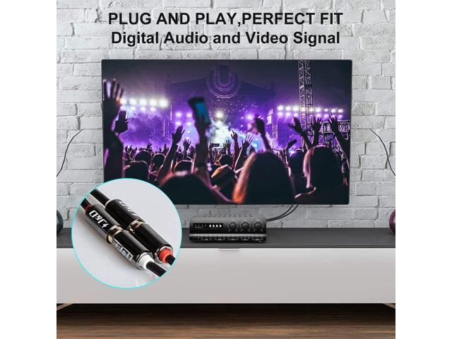 J & D 2 RCA Extension Cable, RCA Cable, Gold Plated Copper Shell Heavy Duty 2 RCA Male to Female Stereo Audio Extension Cable, 3 Feet