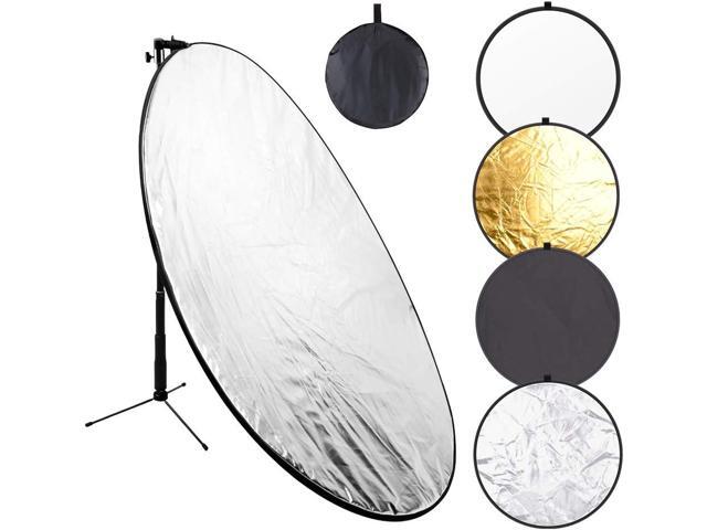 43 Inch/110 Centimeter Light Reflector 5-in-1 Collapsible Photography Reflectors kit with Metal Clamp and Light Stand for Studio Lighting Outdoor...