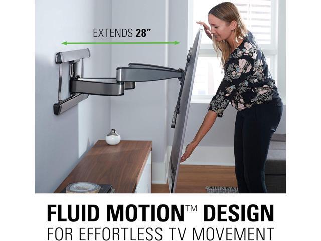 SANUS Full Motion TV Wall Mount for 42 to 90 TVs up to 125lbs Extend, Swivel, Tilt TV Mount - Easy 3-Step DIY Install - Brushed Steel Finish