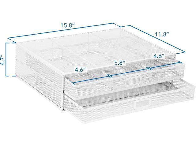 Mount-It! Mesh Computer Monitor Stand Riser [Metal] Desk Organizer with Two Pullout Storage Drawers for Desktop, Laptop, and Printer Accessories...