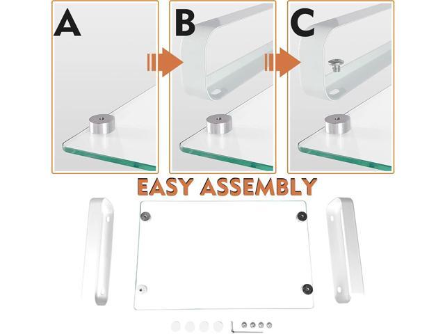 Hemudu 2 Pack Computer Monitor Stand Riser Multi Media Desktop Stand for Flat Screen LCD LED TV, Laptop/Notebook, with Tempered Glass and Metal...
