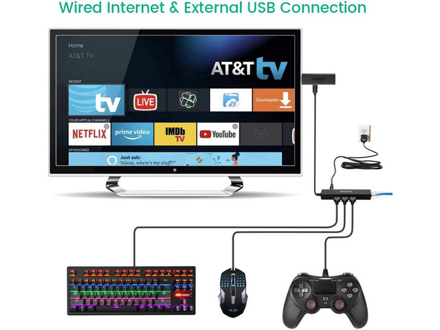USB OTG Cable HUB LAN Ethernet Adapter for TV Stick 4K Cube/Max/Lite, Alexa Show 2nd Gen, Show 5 and Show 8