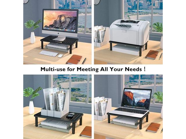 BONTEC 2 Pack Monitor Stand Riser, 3 Height Adjustable Monitor Stand with Pen Holder, Ergonomic Metal Laptop Stand with Cable Management, Great...