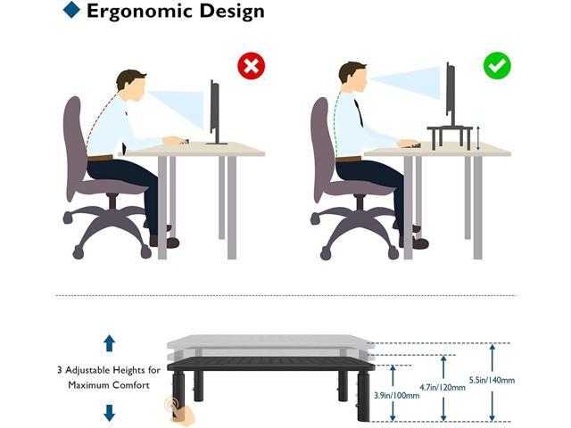 BONTEC 2 Pack Monitor Stand Riser, 3 Height Adjustable Monitor Stand with Pen Holder, Ergonomic Metal Laptop Stand with Cable Management, Great...
