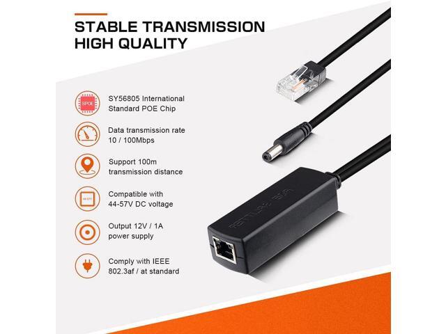Active PoE Splitter - Power Over ethernet Splitter Adapter, 48V to 12V, IEEE 802.3af Compliant, 10/100Mbps PoE Splitter for Surveillance Camera,...