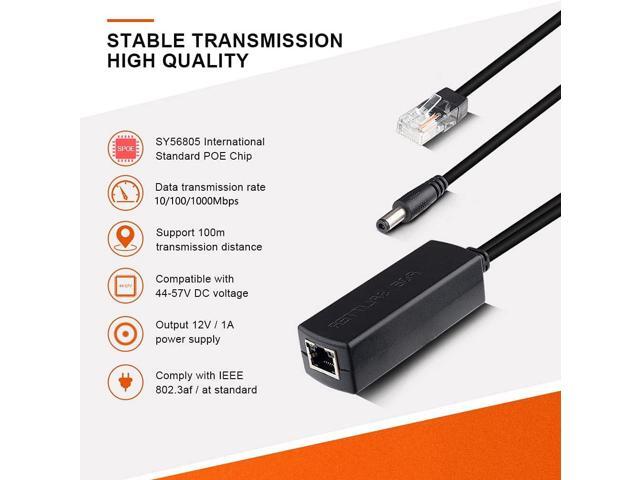 ipolex Gigabit PoE Power Over ethernet Splitter Adapter 48V to 12V, DC Jack 5.5x2.1mm, IEEE 802.3af/at Compliant 10/100/1000Mbps PoE Splitter with...
