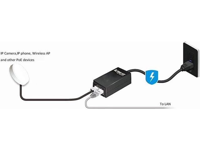 Gigabit POE Injector, 48V 15.4W Power Over Ethernet, IEEE 802.3af Compliant, 10/100/1000Mbps, Compatible for TP-Link TL-POE150S, TRENnet TPE-113GI