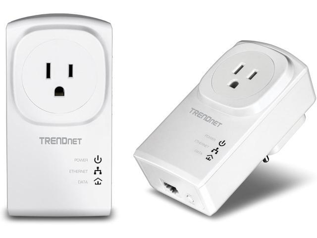 TRENDnet Powerline 500 AV Nano Adapter Kit with Built-in Outlet, Power Outlet Pass-Through, Includes 2 x TPL-407E Adapters, Plug & Play, Ideal for...