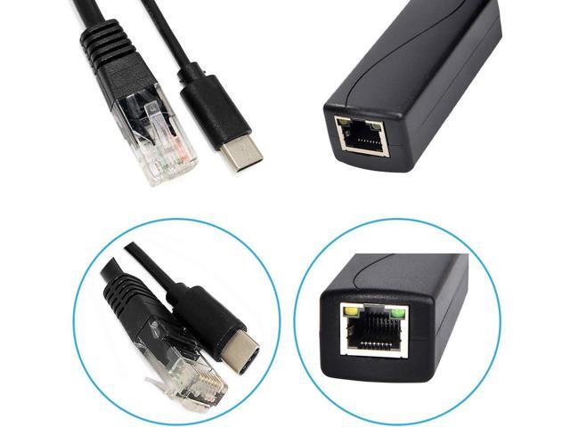 Gigabit Type C PoE Splitter 5V 2.4A, IEEE 802.3af Standard, 10/100/1000Mbps Type C Power Over Ethernet Splitter for 5v Devices, iPads, USB,...