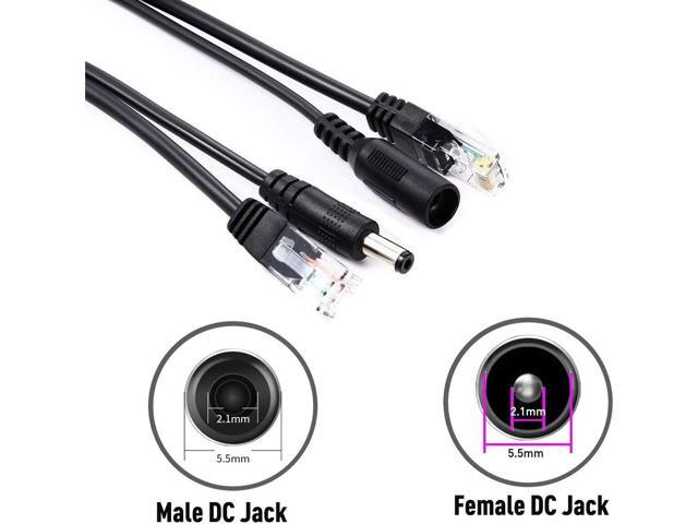 Passive PoE Injector and Splitter Power Over Ethernet Kit with 5.5x2.1 mm DC Plug for IP Security Camera- 2 Pairs