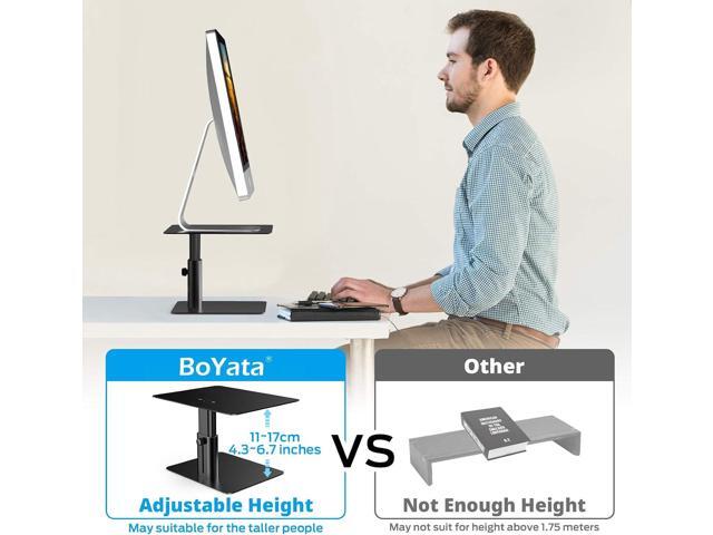 BoYata Monitor Stand, Adjustable Monitor Riser Metal Computer Stand Compatible with TV, PC, Laptop, Computer, iMac, and All Screen Display-Black