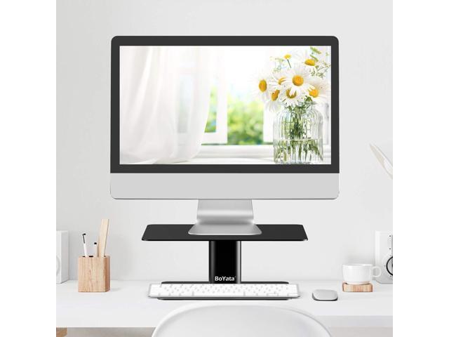 BoYata Monitor Stand, Adjustable Monitor Riser Metal Computer Stand Compatible with TV, PC, Laptop, Computer, iMac, and All Screen Display-Black