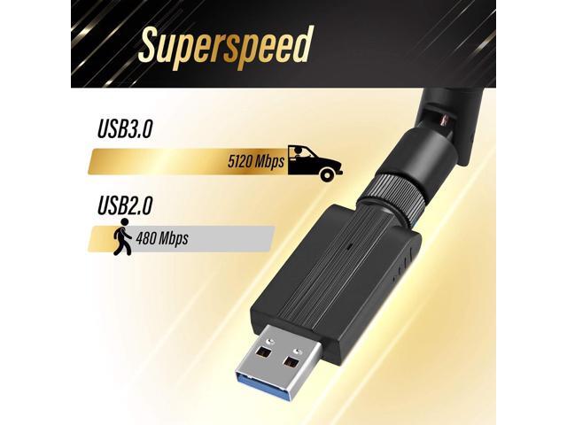 USB WiFi Adapter 1200M WiFi Dongle High Speed 802.11ac 5dBi Dual Band 2.4/5GHz Wireless Network Adapter for PC/Desktop/Tablet/Laptop, Compatible...