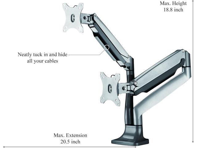 TechOrbits Universal Desk Mount for Dual Monitor - Fits two 13-30' Monitors with Swivel & Clamp