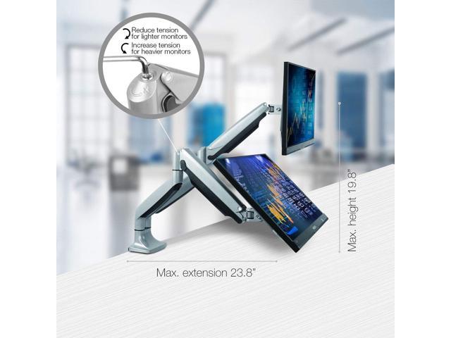 TechOrbits Universal Desk Mount for Dual Monitor - Fits two 13-30' Monitors with Swivel & Clamp