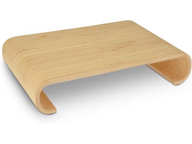 Navaris Wood Monitor Stand Riser - Computer Desk Organizer Desktop Dock Wooden Mount Display for PC TV Screen Notebook Laptop - Bamboo