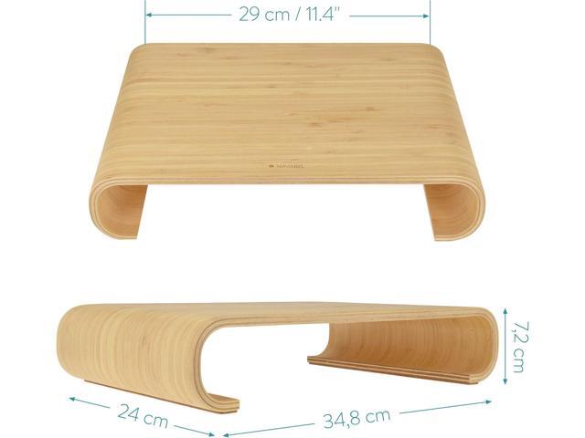 Navaris Wood Monitor Stand Riser - Computer Desk Organizer Desktop Dock Wooden Mount Display for PC TV Screen Notebook Laptop - Bamboo