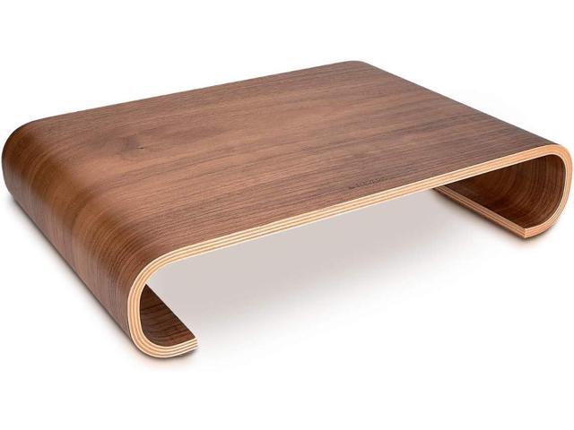 Navaris Wood Monitor Stand Riser - Computer Desk Organizer Desktop Dock Wooden Mount Display for PC TV Screen Notebook Laptop - Walnut