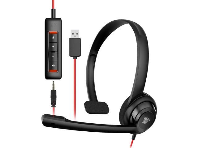 NUBWO HW02 USB Headset with Microphone Noise Cancelling &in-line Control, Ultra Comfort Computer Headset for Laptop pc, On-Ear Wired Office Call...
