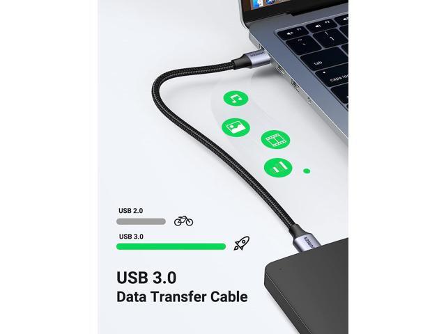 U USB Cable USB 3.0 A to A Cable Male to Male 5Gbps Data Transfer Cord Nylon Braided Cable for Hard Drive Enclosure, TV Box, Modem, Camera,...