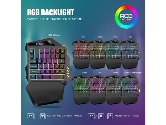 RedThunder Wireless One-Handed Gaming Keyboard, 2.4Ghz RGB Backlit Mini Gaming Keypad, Rechargeable 2000mAh Battery for PC Gamer
