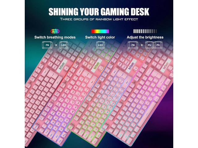 K10 Wireless Gaming Keyboard and Mouse Combo, LED Backlit Rechargeable 3800mAh Battery, Mechanical Feel Anti-ghosting Keyboard + 7D 3200DPI Mice...