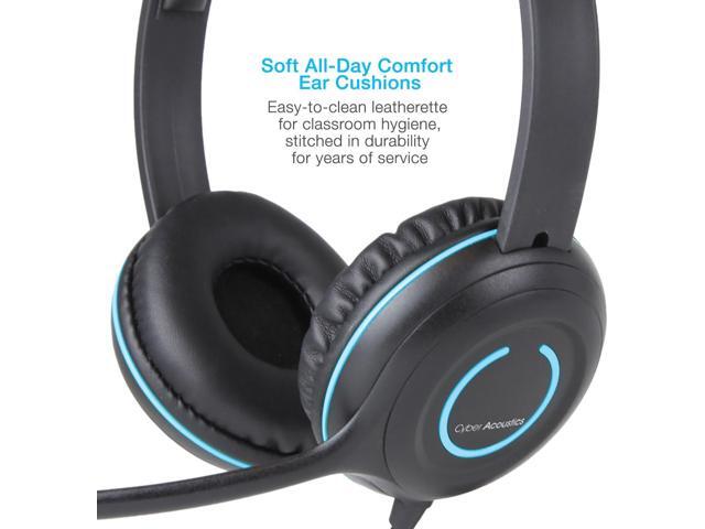 Cyber Acoustics Stereo USB Headset (AC-5008A), in-line Controls for Volume & Mic Mute, Adjustable Mic Boom for PC & Mac, Perfect for Classroom or Home
