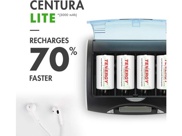 Tenergy Centura Lite 1.2V NiMH Rechargeable D Battery, 3000mAh Low Self Discharge D Cell Batteries, Pre-Charged D Size Battery, UL Certified, 4 Pack