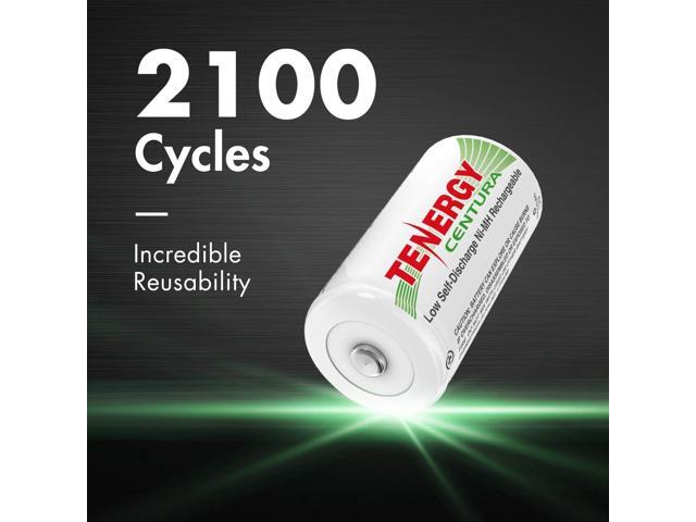 Tenergy Centura NiMH Rechargeable C Batteries, 4000mAh C Battery, Low Self Discharge C Cell Battery, Pre-Charged C Size Battery, 8 Pack