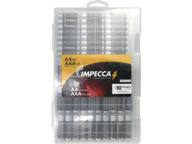Impecca AA and AAA Batteries Combo Pack (100 Pack) High-Performance Alkaline Battery, AA 60 Count AAA 40 Count, Leak-Resistant, and Long-Lasting...
