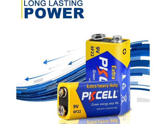 PKCELL 9V Dry Battery (100 Count) Ultra Long-Lasting 9 Volt Carbon Zinc Battery, 3-Year Shelf Life, Leak-Proof 9V Battery for Smoke Detectors