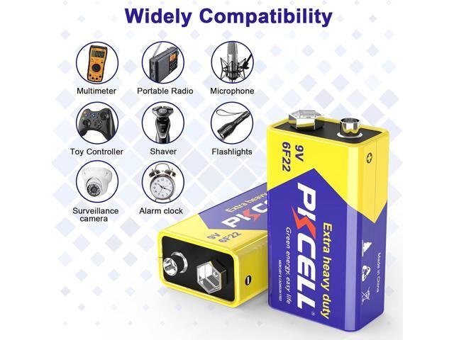 9V 6F22 Batteries High-Power Batteries Long Battery Life 9 Volt Carbon Batteries 3 Years Shelf Life, Leak-Proof 9V Batteries Suitable for Smoke...
