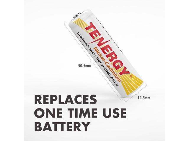 Tenergy Rechargeable NiCd Battery 1000mAh 1.2V AA Battery Pack for Solar Lights, Garden Lights, 48 Pack