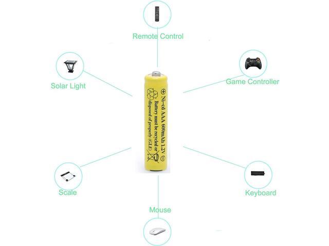 1.2v AAA NiCd 600mAh Triple A Rechargeable Battery Cell for Solar Lights Garden Lamp (20 Pack AAA)