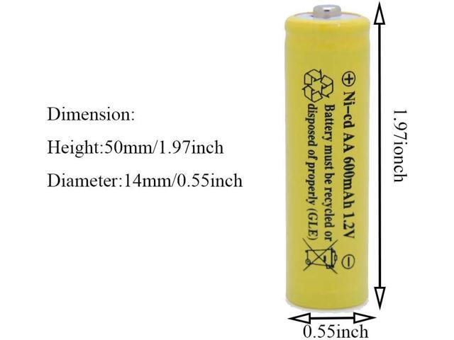 AA NiCd 600mAh 1.2V Solar Batteries Rechargable for Outdoor Garden Solar Lights Lamp(20 Pack AA Yellow)