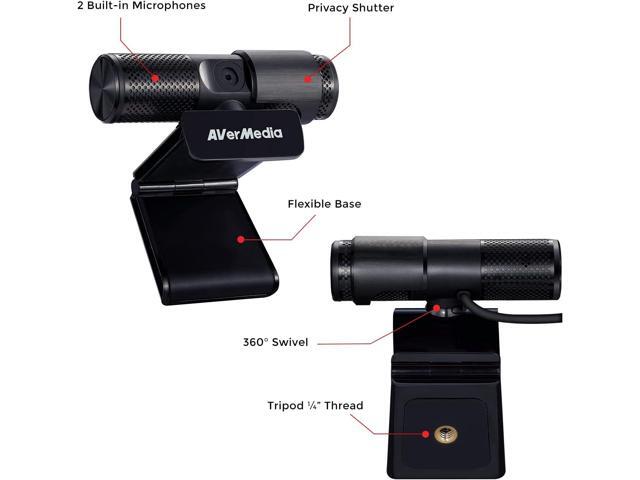 AVerMedia Live Streamer Cam 313 - Full HD 1080P Webcam with Privacy Shutter, Dual Microphone, 360 Degree Swivel for Video Conference - NDAA...