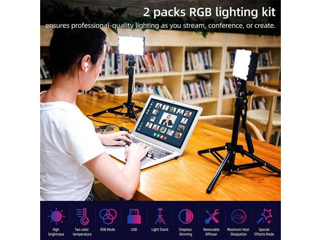 RGB Photography Lighting,USB Powered 2600K-6000K LED Tabletop Light with Stand, for Zoom Calls Video Conference Webcam Meeting Tiktok Game...